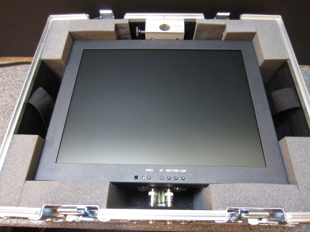 Monitor fits snugly in case